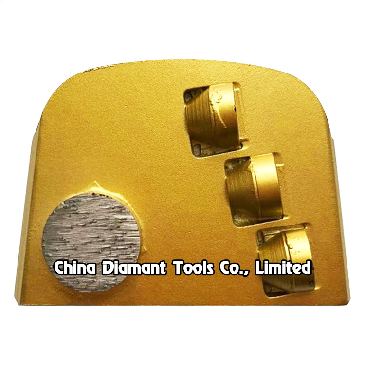 PCD grinding shoes floor grinding pads for Lavina grinders - 3pcs 1/2 round PCDs + 1 round diamond segment