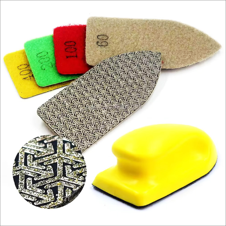 Electroplated diamond hand polishing pads arrow shape bullet head