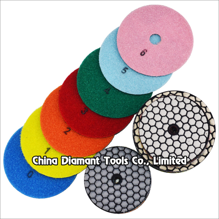 Flexible diamond dry polishing pads resin bond for stone honeycomb shape