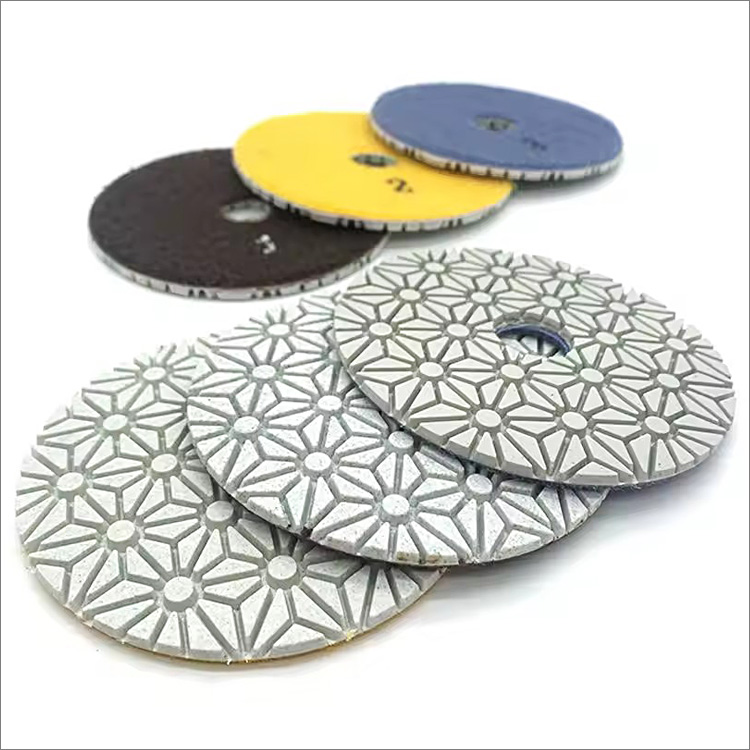 3 steps resin bond flexible diamond polishing pads wet use flower shape