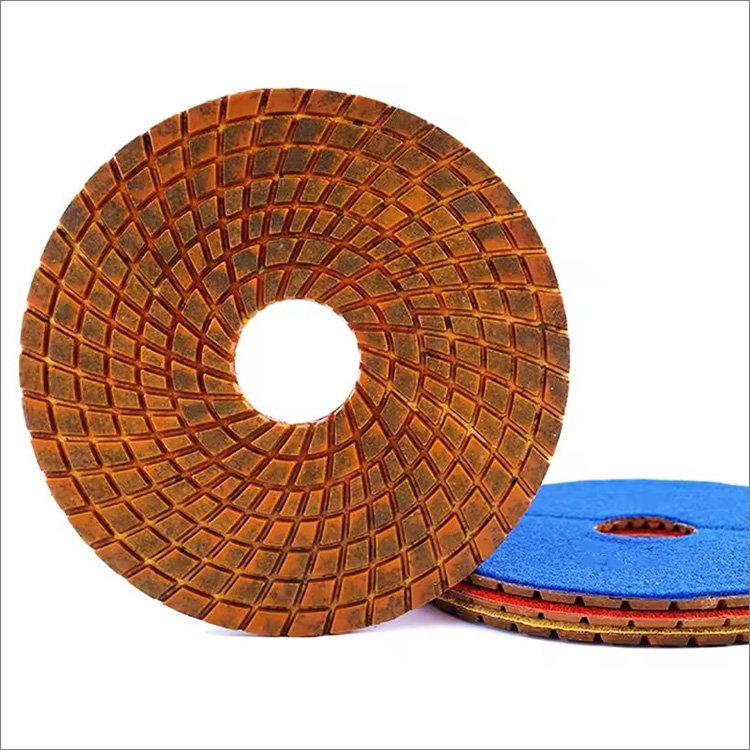Hybrid diamond polishing pads for stone concrete metal copper resin bond wet use spiral shape